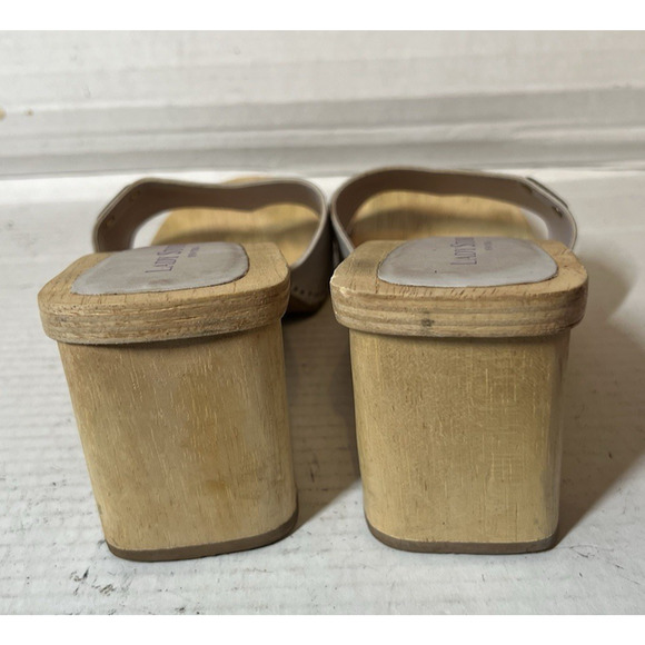 Lady Stork Shoes Wooden Slip on Sandals Size 39 US 8.5 Gray - Picture 5 of 10